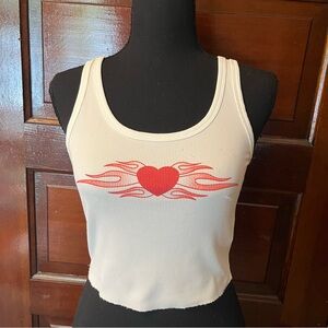 Shein Heart Flame Tattoo Ribbed Tank Top